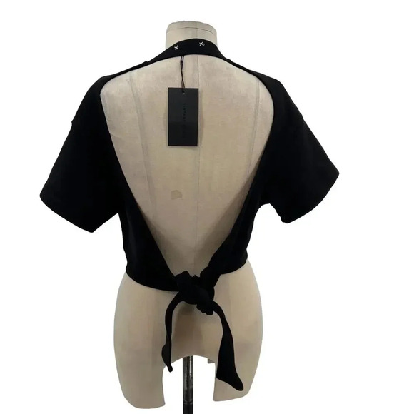 Vintage Souls Juicy Backless Rib Crop Top Black Las Vegas Rhinestone Size Medium - Picture 6 of 12